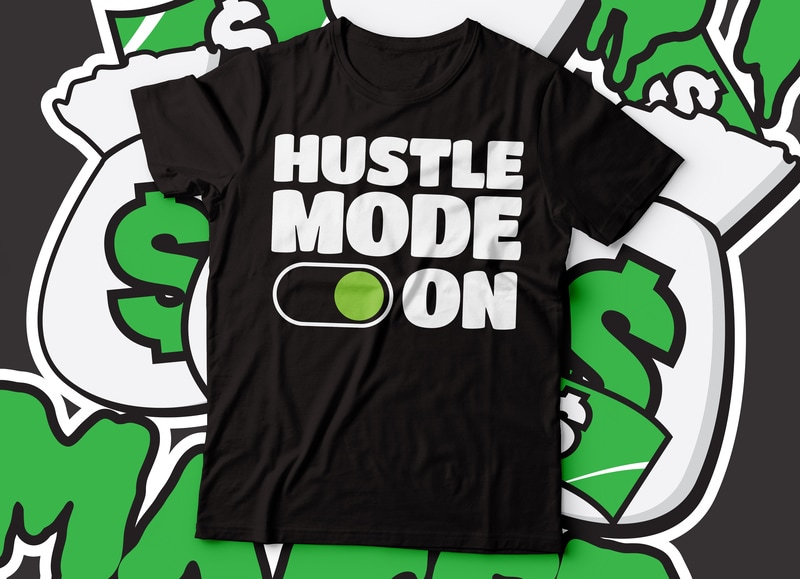 Free Hustle mode on typography t-shirt design | hustler t-shirt typography design