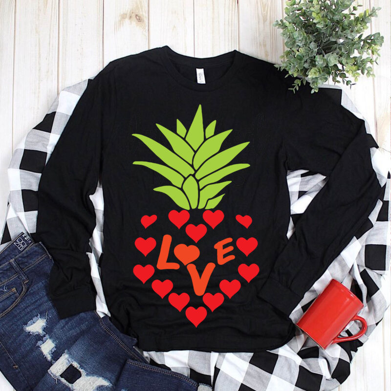 Heart pineapple t shirt design vector, Heart, Heart Love, Heart shaped Svg, Heart SVG, heart vector, love heart, Love svg, Love vector, Pineapple valentine, Love Pineapple Svg, Pineapple heart