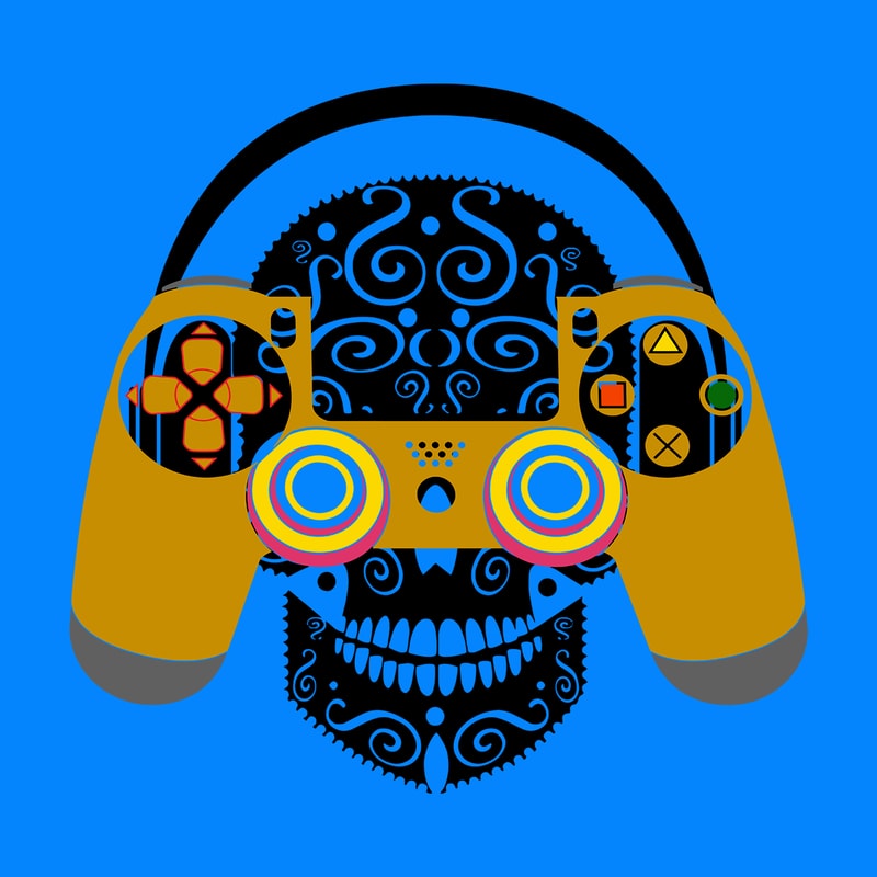 Download Music Skull Svg, Skull wearing headphones Svg, Skull wears a headset to play games vector, Game ...