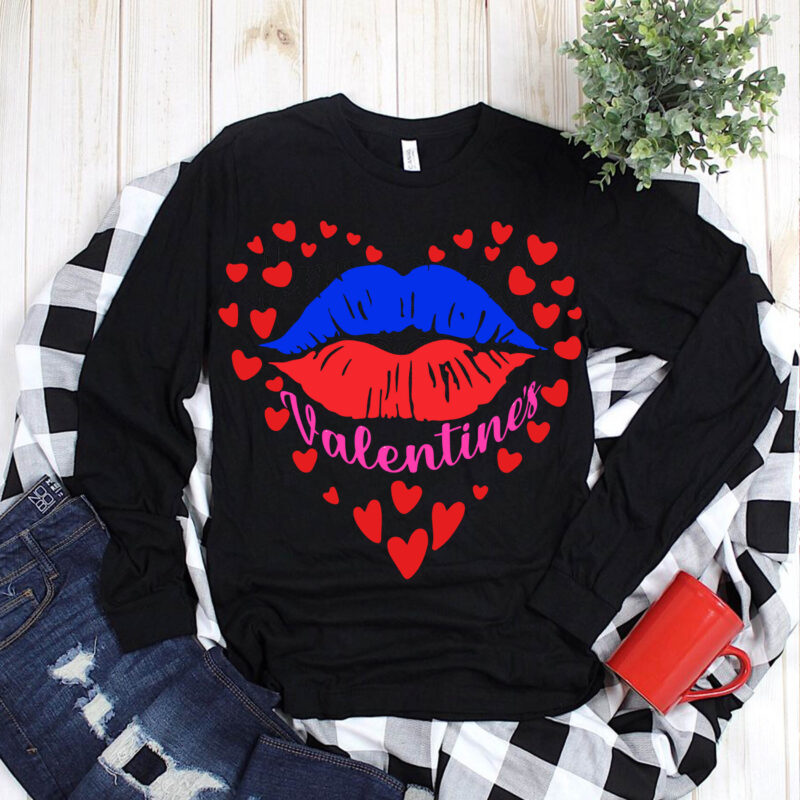 Happy Valentines Day t shirt design, Valentines Day t shirt design, Heart Love Valentines, Lips Svg