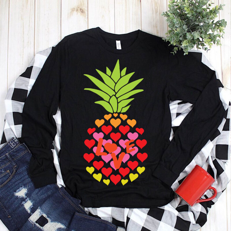 Valentine Pineapple t shirt design vector, Heart, Heart Love, Heart shaped Svg, Heart SVG, heart vector, love heart, Love svg, Love vector, Pineapple valentine, Love Pineapple Svg