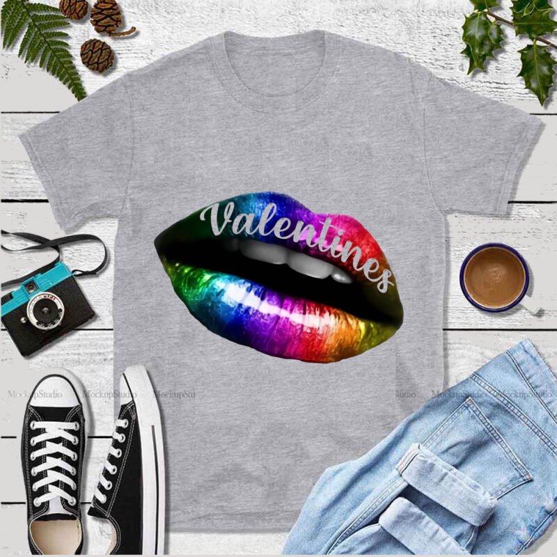 Rainbow lips valentines’ day Svg, Rainbow lips, Valentines Happy Valentine’s Day t shirt design