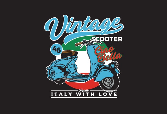 Free Vintage scooter t shirt vector art