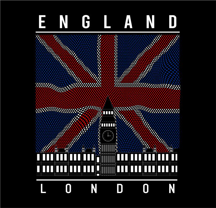 england london flag and bigben t shirt design graphic vector illustration