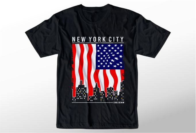 t shirt design graphic, vector, illustration flag america new york city ...