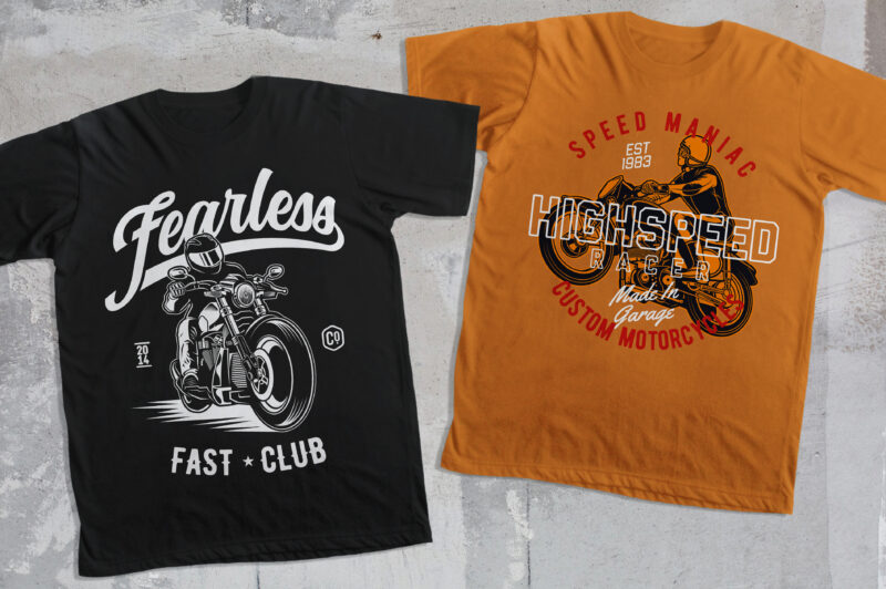 40 Vintage Motorcycle T-shirt Design Collection