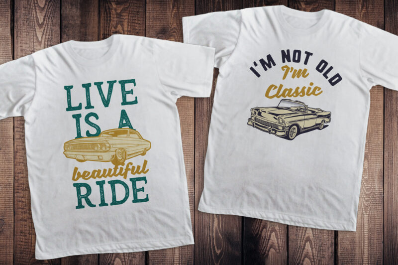 24 Classic car quotes t-shirt bundle