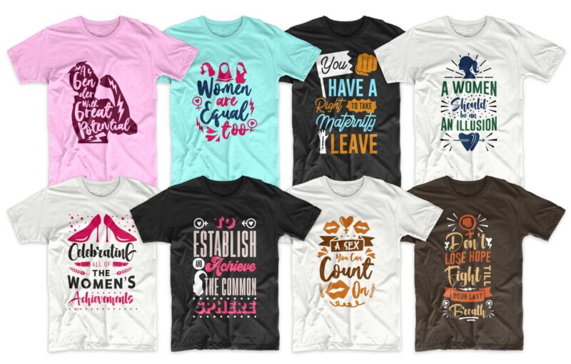 Women's day t-shirt designs bundle, International women's day quotes t ...