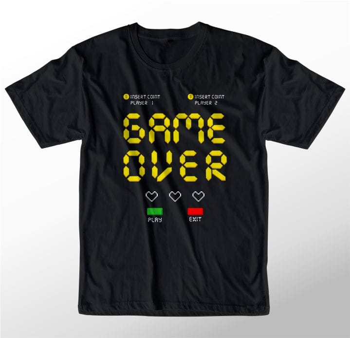 gamer t shirt design graphic, vector, illustration game over lettering typography