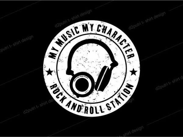 Music t shirt design graphic, vector, illustration rock and roll station lettering typography