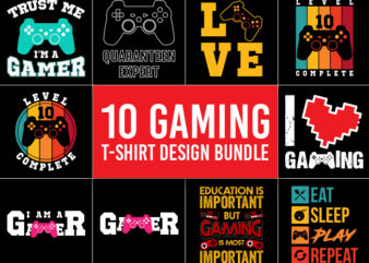 10 Gaming T-Shirt Design Bundle