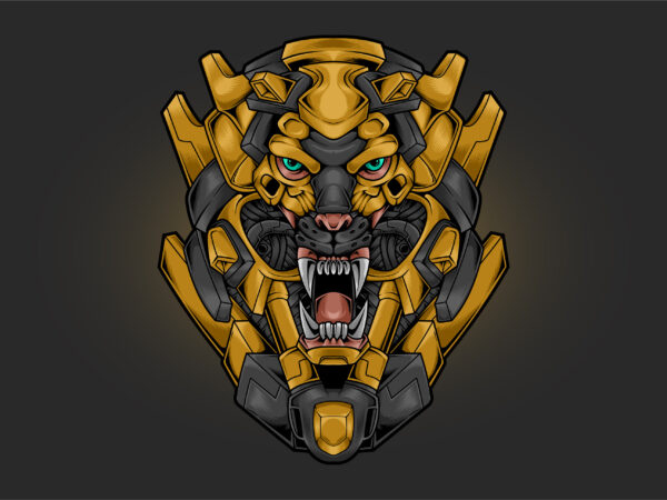 Lion head cyberpunk t shirt vector graphic