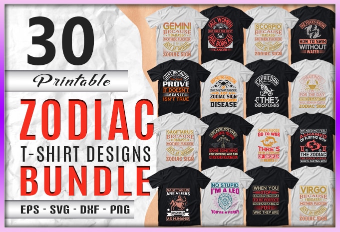 173 Mega Zodiac Quotes T-shirt Designs Bundle — 99% Off