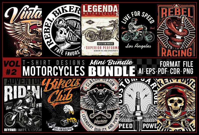 MOTORCYCLES MINI BUNDLE VOL 2 - Buy t-shirt designs