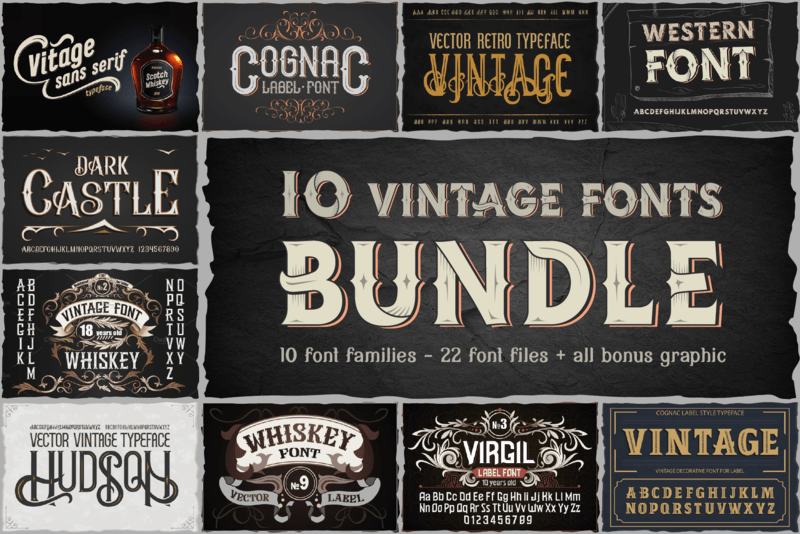 10 Vintage Font Families Bundle - Buy t-shirt designs