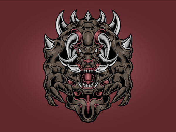 Monster devil fang and horned t shirt designs for sale