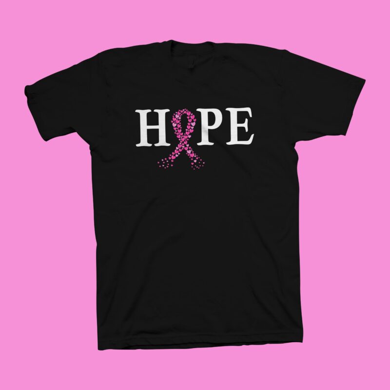Download Hope T Shirt Design With Pink Ribbon Breast Cancer Awareness Concept Vector Illustration For Sale Buy T Shirt Designs