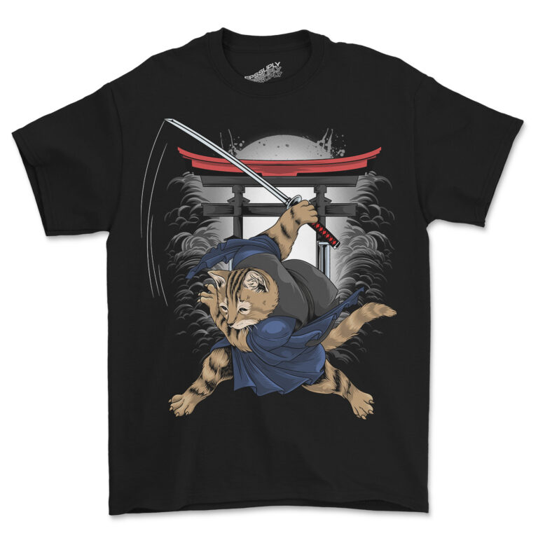 SAMURAI CAT FUNNY DESIGN TSHIRT - Buy t-shirt designs