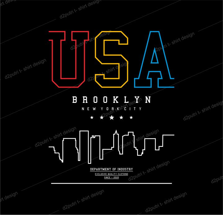 t shirt design graphic, vector, illustration usa brooklyn new york city lettering typography