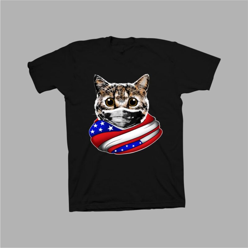 Cat with american flag t shirt design, cat png, cat hero print png, cat ...