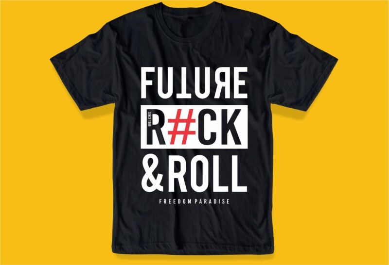 rock and roll music t shirt design graphic, vector, illustration lettering typography