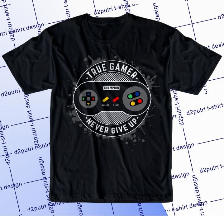 gamer gaming game desain kaos bundel grafis vektor ilustrasi inspirasi motivasi tipografi huruf