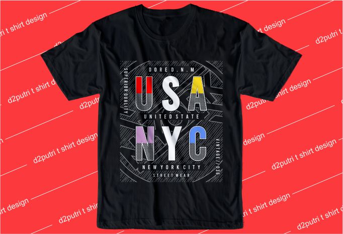 urban street t shirt design graphic, vector, illustration new york city usa nyc lettering typography