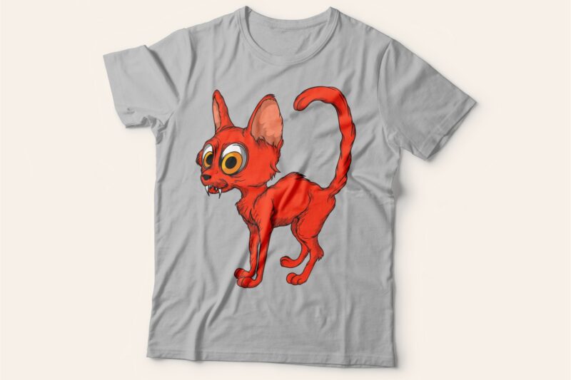 Funny and scary cat t shirt design bundle. Vector t-shirt design for commercial use. Cats illustration t shirt designs pack collection. Cartoon t shirt