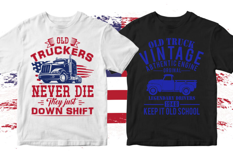 Download 50 Editable American Trucker T shirt Designs Bundle in Ai ...