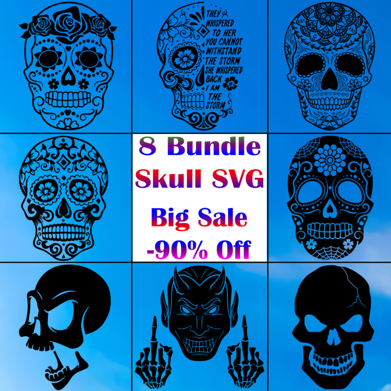 Design Skull SVG 8 Bundle, Skull t shirt design