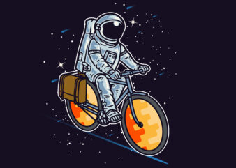 Astronaut Riding in the Space T-Shirt design