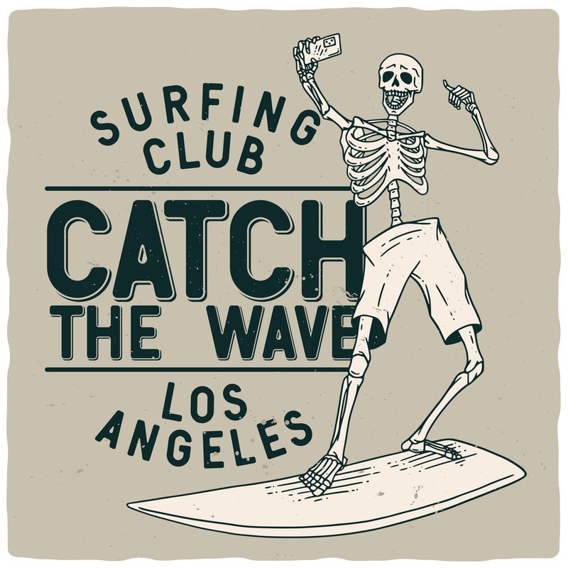 Free Catch the wave t shirt vector file