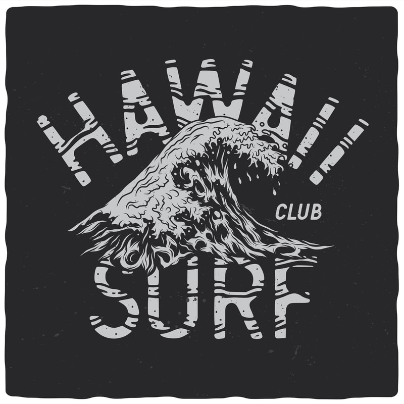 Free Hawaii surf club graphic t shirt