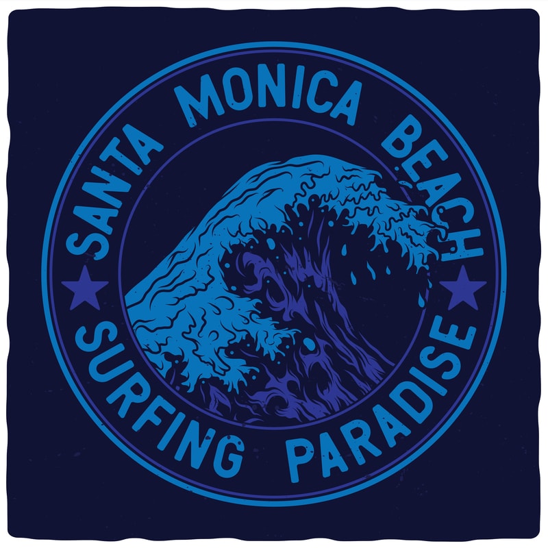 Free Santa monica beach t shirt template vector