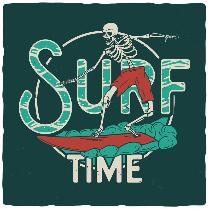 Free Surf time t shirt template vector