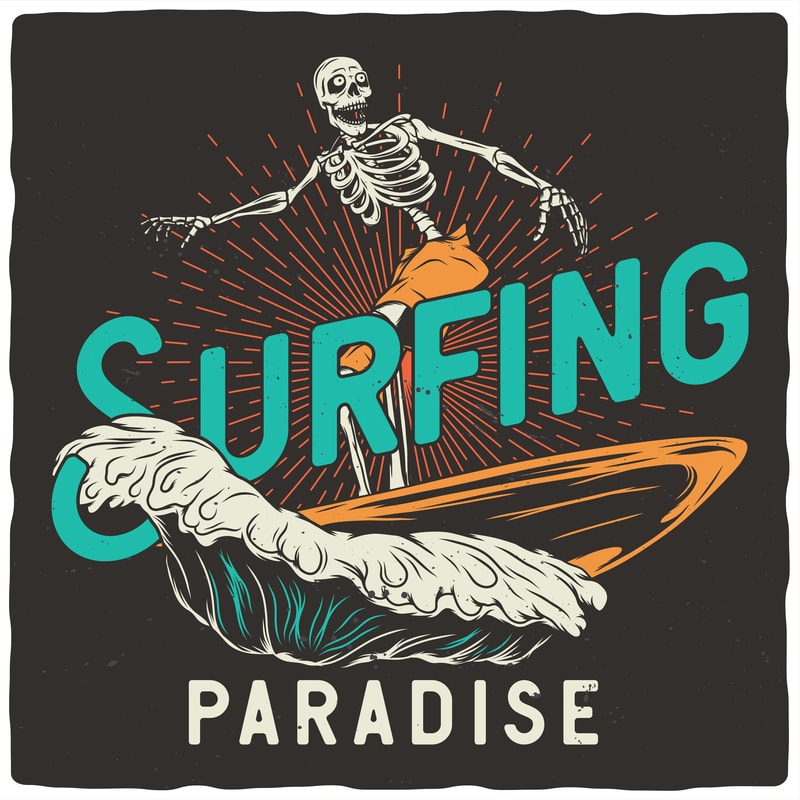 Free Surfing paradise t shirt template vector