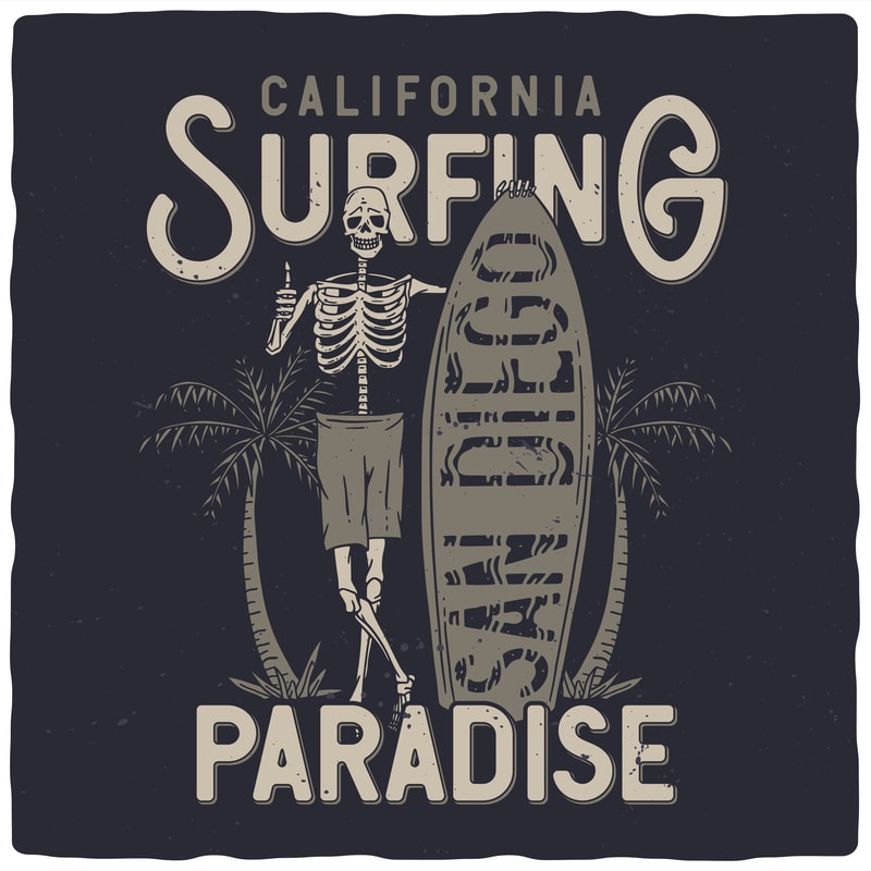 Free Surfing paradise t shirt template vector