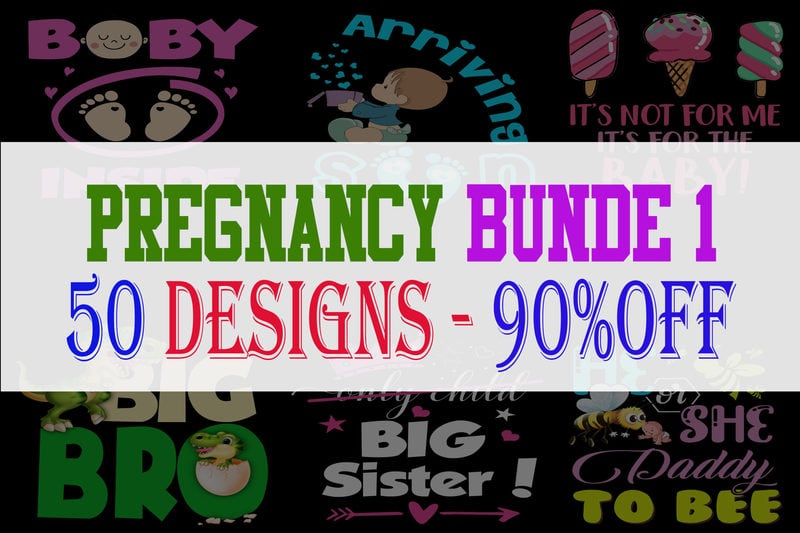 Funny Pregnancy T-shirt Designs Bundle Graphic by Universtock