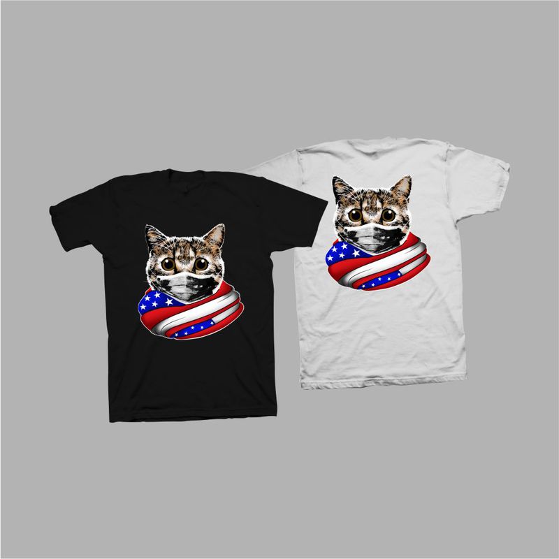 Free Cat with american flag t shirt design, cat png, cat hero print png, cat distressed, cat t shirt design for sale