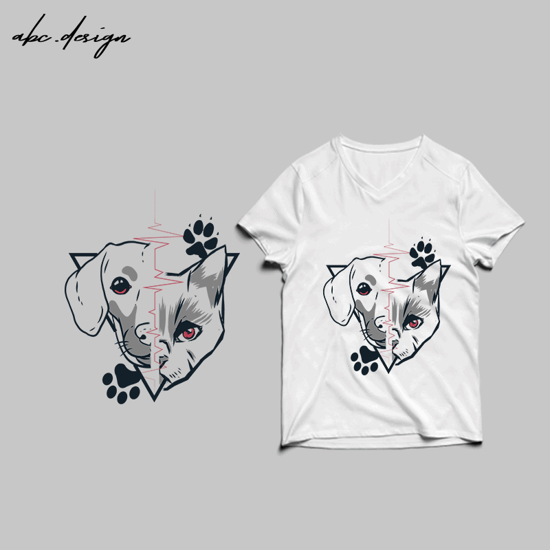 Free Dog and cat t-shirt design