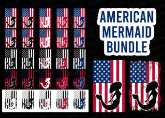 American mermaid flag bundle, USA flag, United state flag T-Shirt Design