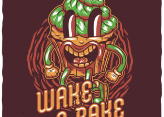 Wake And Bake t shirt design for sale