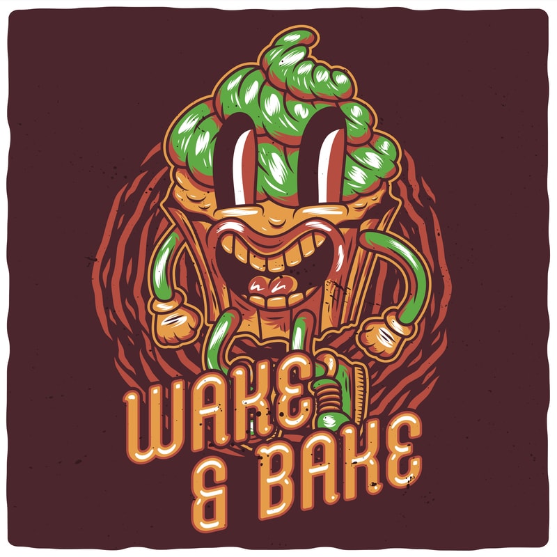 Free Wake and bake t shirt design for sale