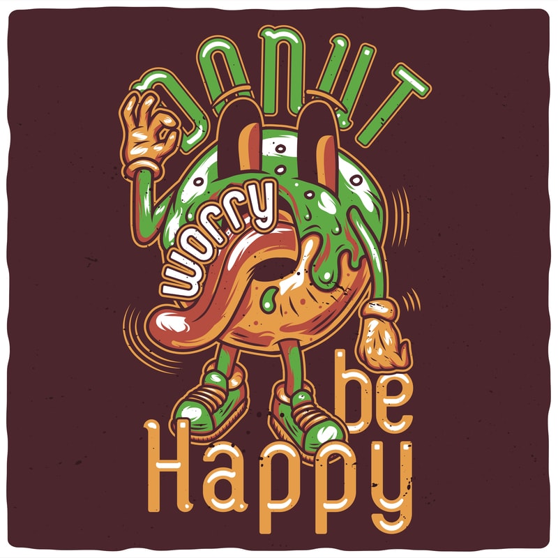 Free Donut worry t shirt vector illustration