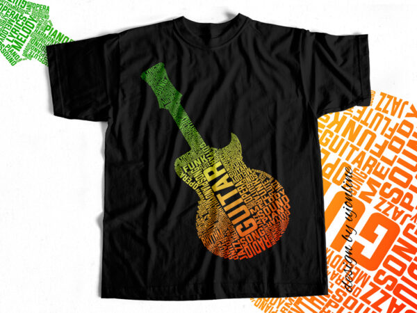 Guitar word cloud t-shirt design – music t-shirt design – exclusively for music lovers