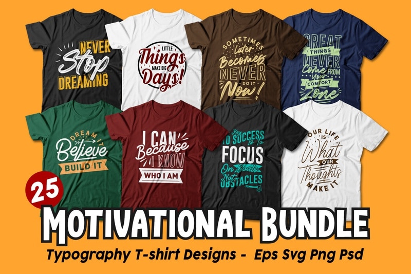 Motivational Quotes Typography T shirt Design Bundle, Saying and ...