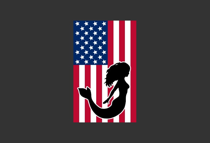 American mermaid flag bundle, USA flag, United state flag T-Shirt Design