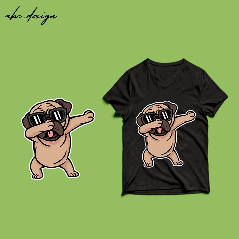 Free Pug dabbing t-shirt design