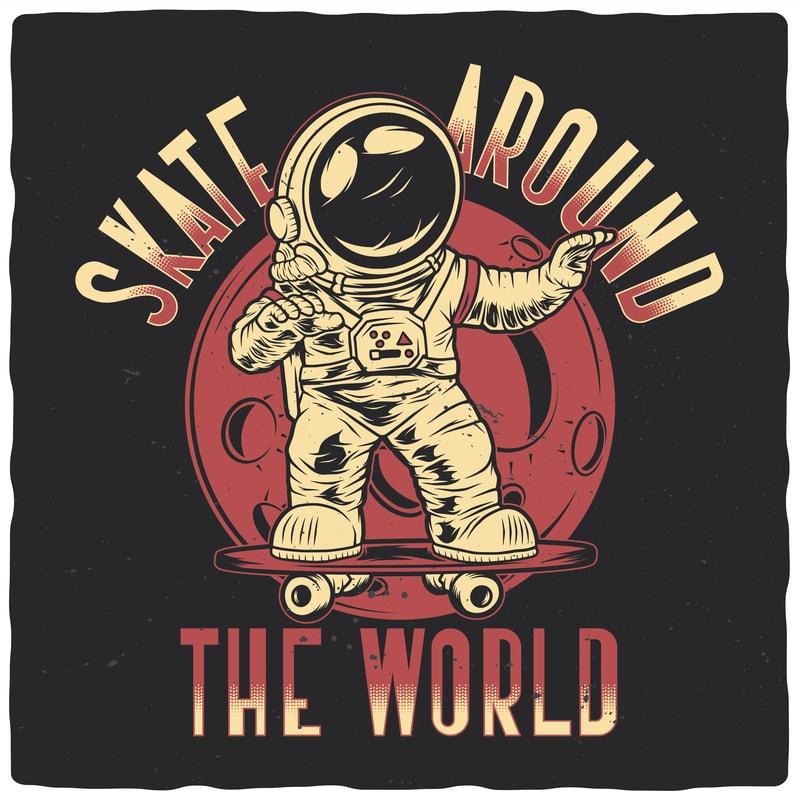 Free Skate around the world t shirt template vector