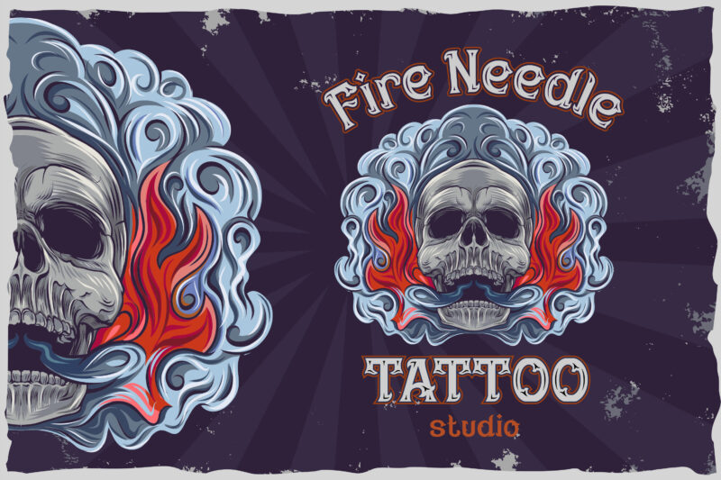 Fire needle -tattoo salon label font